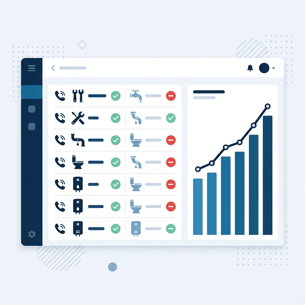 Call tracking and SEO reporting dashboard showing plumbing calls and local rankings